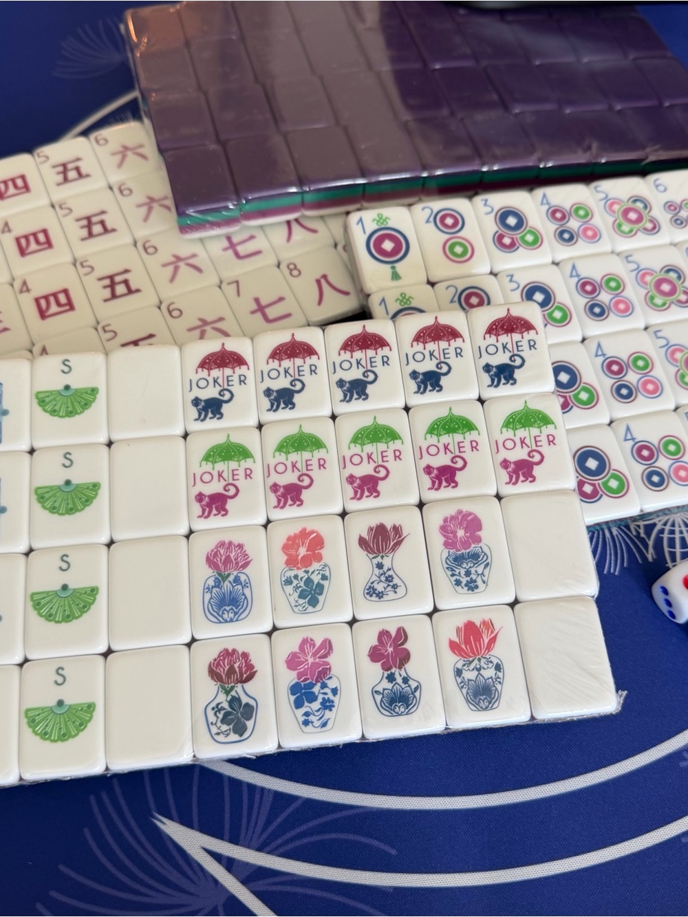 Mahjong Tile, Mat, Racks Set - NEW - Picture 1 of 12